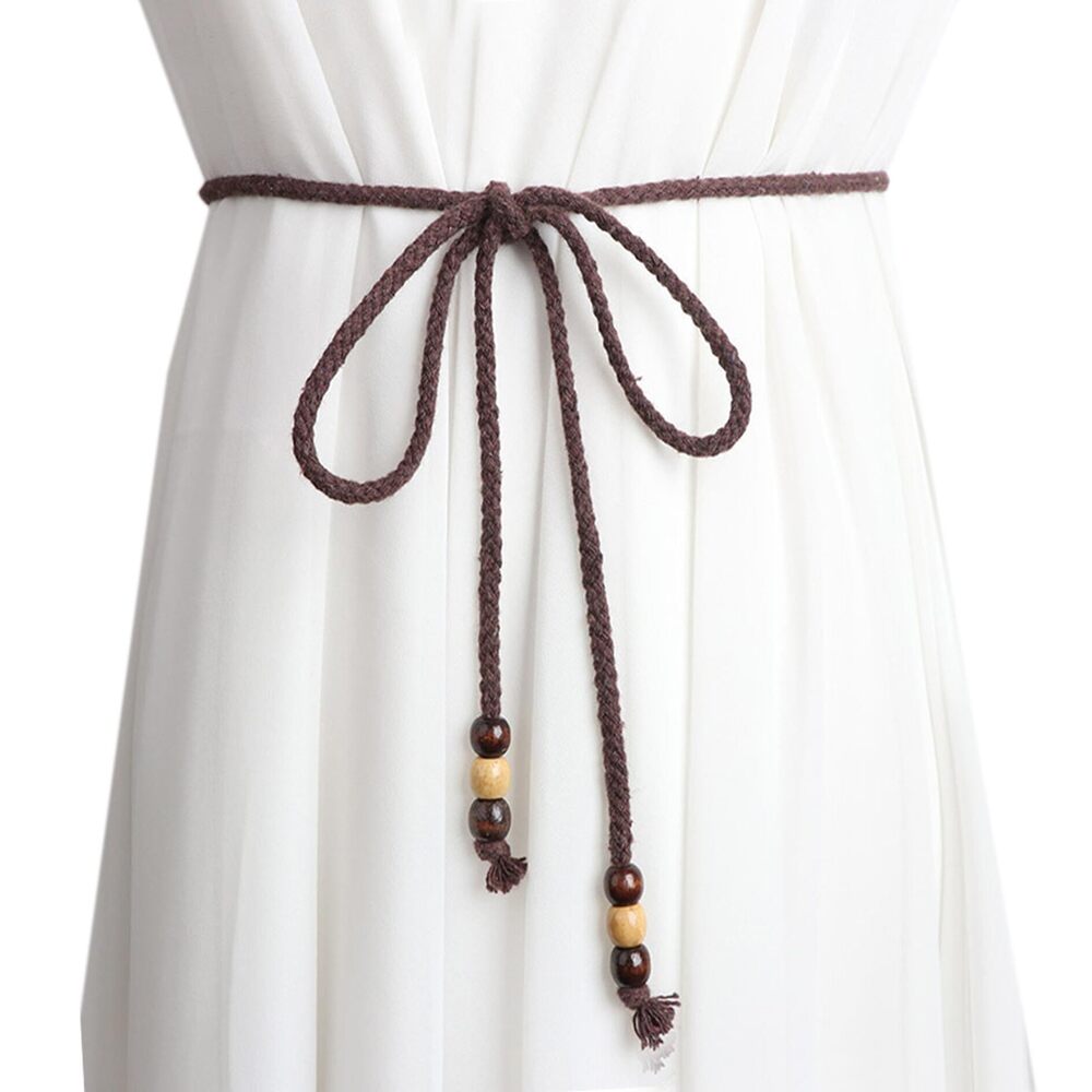 6483 Women Girls Boho Weave Cotton Braided Waist Tie Belt Wrap Cloth Belts
